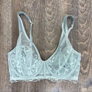 Victoria’s Secret Light Blue Unlined Lace & Mesh Bra w/ Underwire Size 34DD